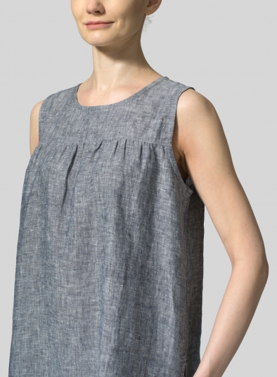 Linen Knee-Length Sleeveless Long Top