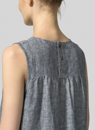 Linen Knee-Length Sleeveless Long Top