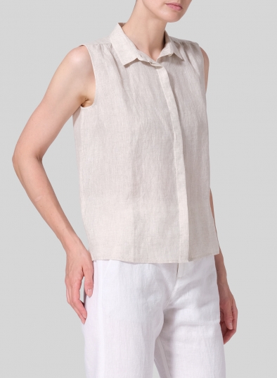 Linen Classic Sleeveless Top