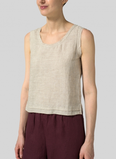 Linen Semi-fitted Sleeveless Tank Top