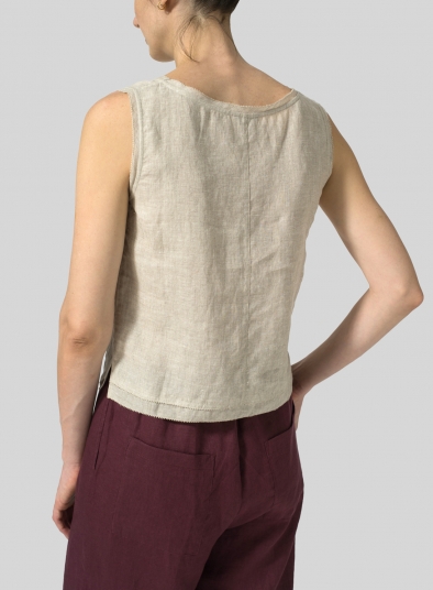 Linen Semi-fitted Sleeveless Tank Top