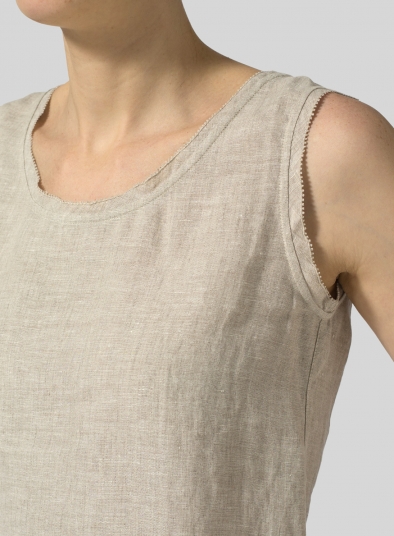 Linen Semi-fitted Sleeveless Tank Top