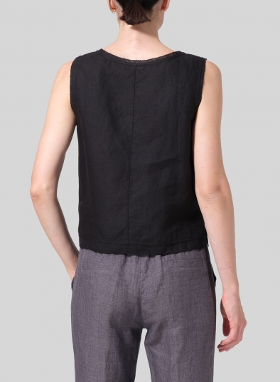 Linen Semi-fitted Sleeveless Tank Top