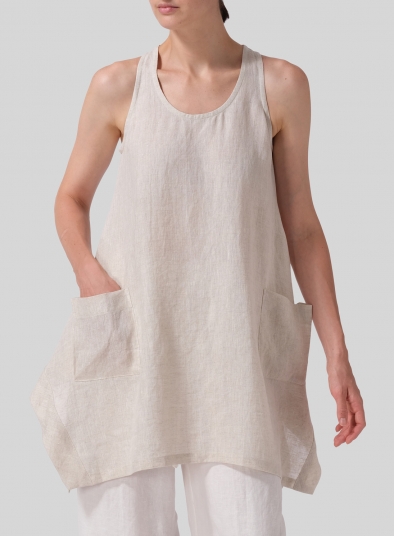 Linen Scoop Neck Halter Backs Tunic