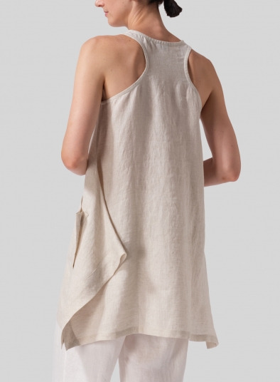 Linen Scoop Neck Halter Backs Tunic