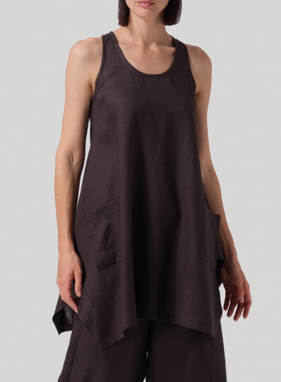 Linen Scoop Neck Halter Backs Tunic