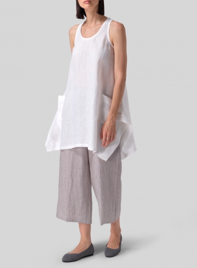 Linen Scoop Neck Halter Backs Tunic