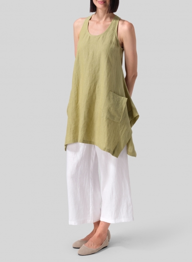 Linen Scoop Neck Halter Backs Tunic