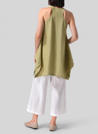 Linen Scoop Neck Halter Backs Tunic