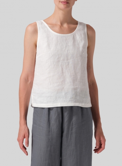 Linen Nice Fit Sleeveless Tank Top