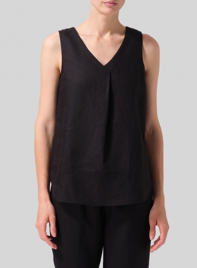 Linen Pleated Cross Front Top