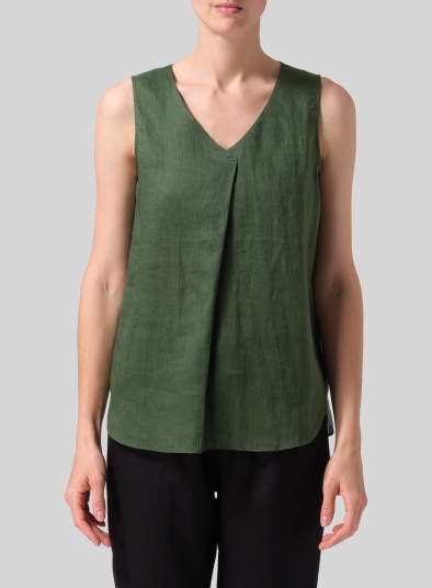 Linen Pleated Cross Front Top