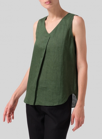 Linen Pleated Cross Front Top