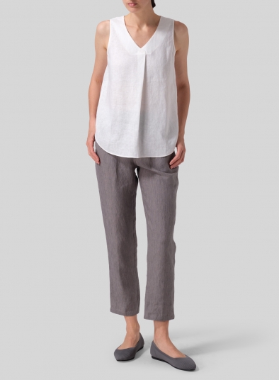 Linen Pleated Cross Front Top