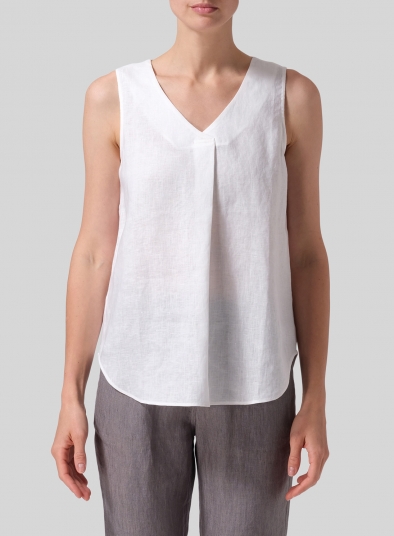 Linen Pleated Cross Front Top