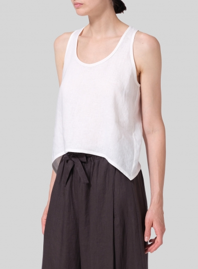 Linen Scoop Neck Halter Backs Vest