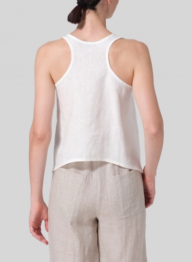 Linen Scoop Neck Halter Backs Vest