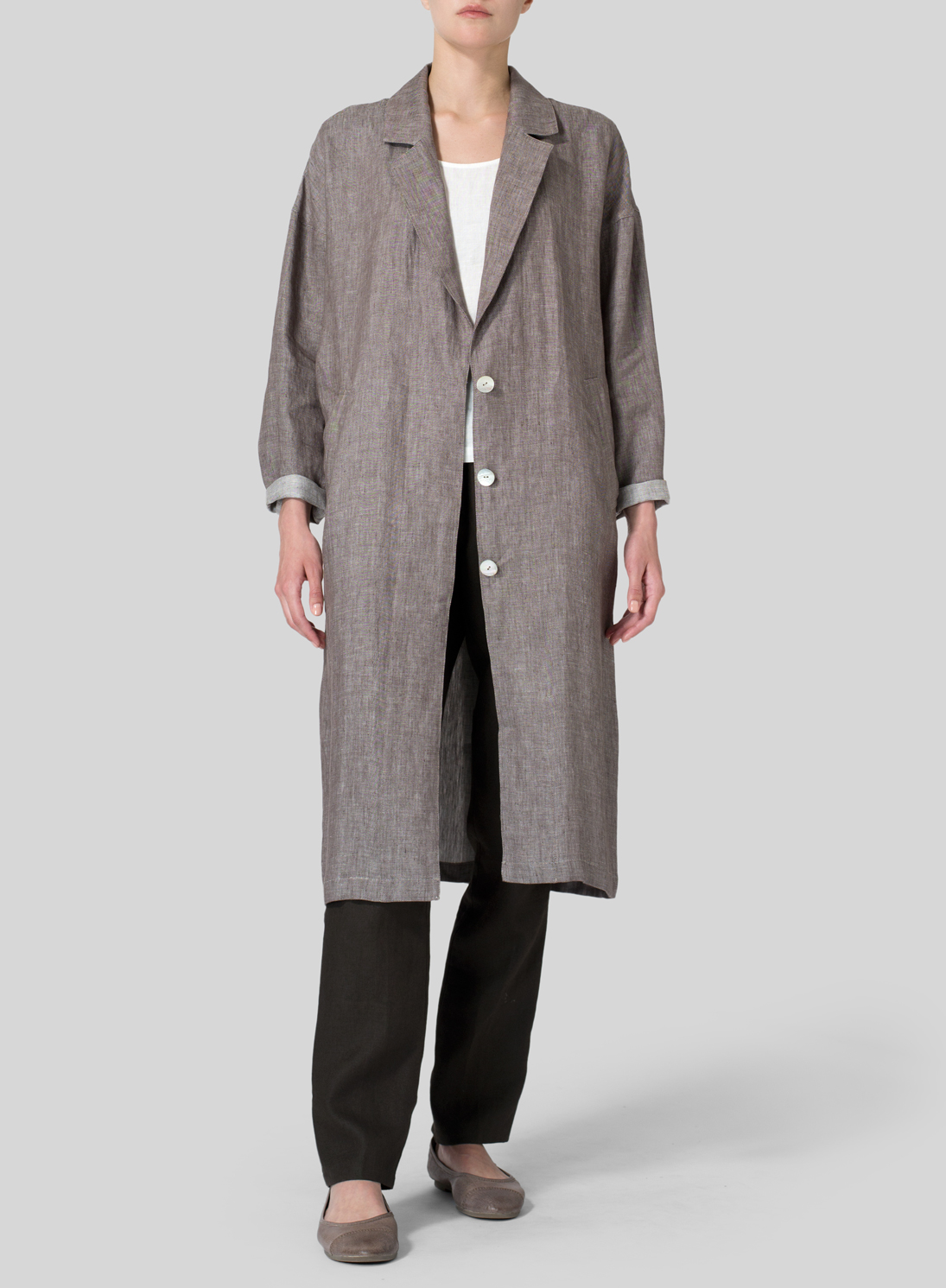 Linen Classic Long Sleeve Long Jacket