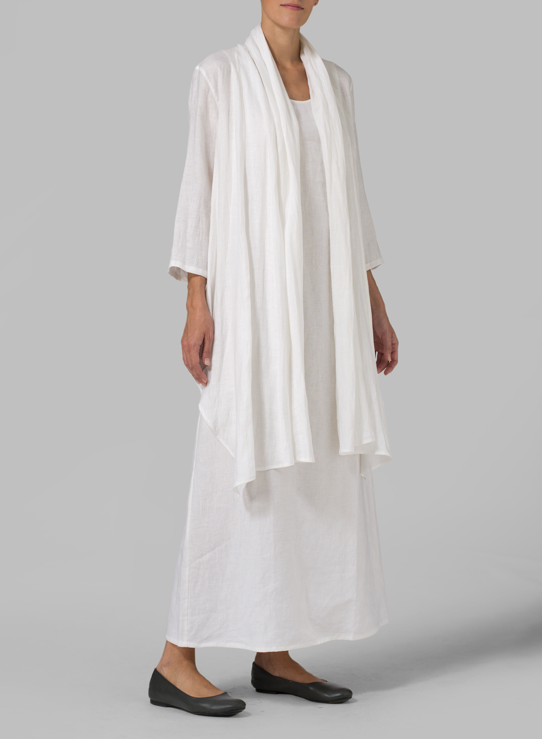 Linen Long ShawlCollar Over Jacket Plus Size