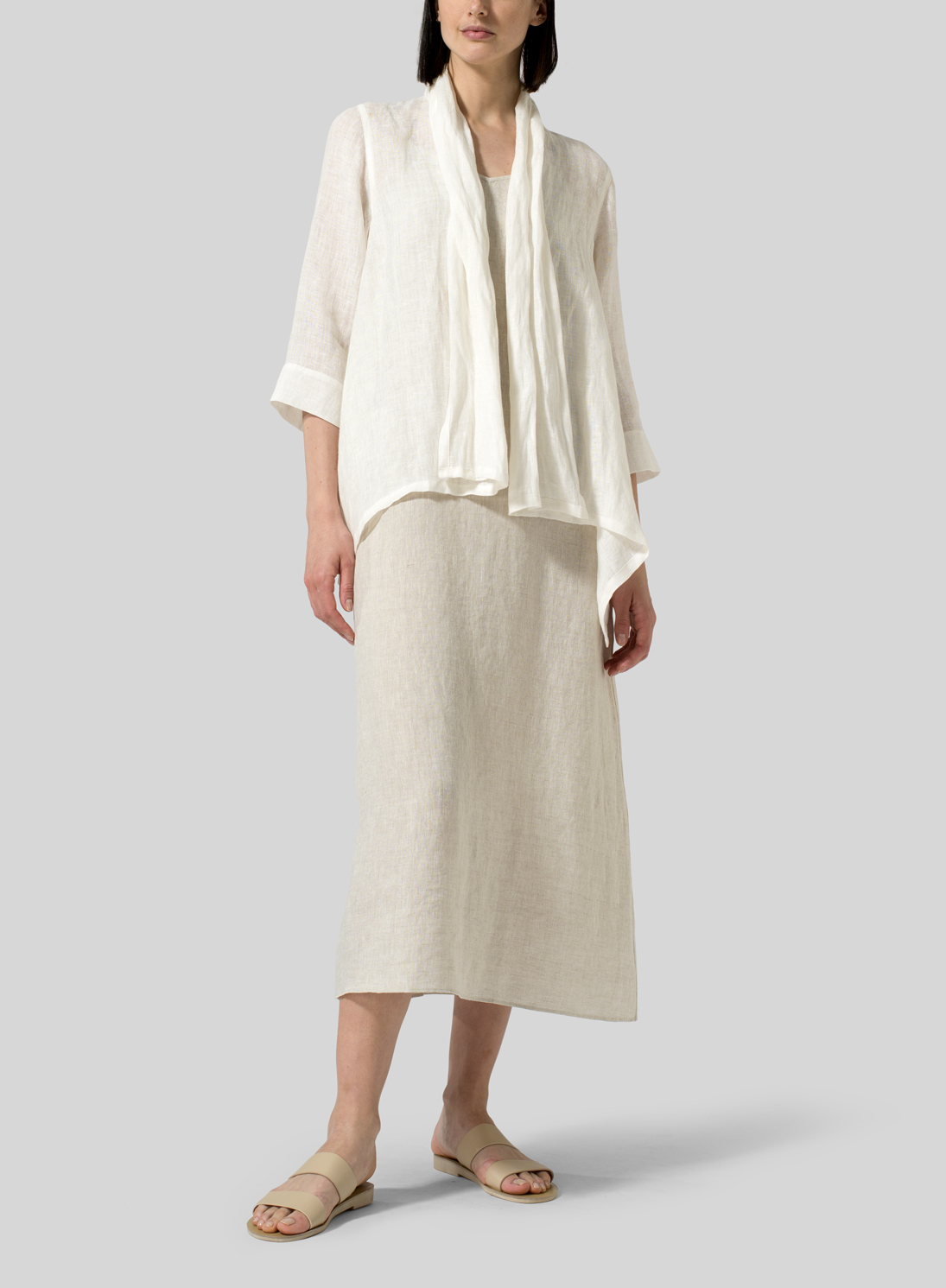 Gauze Linen Shawl Collar Jacket