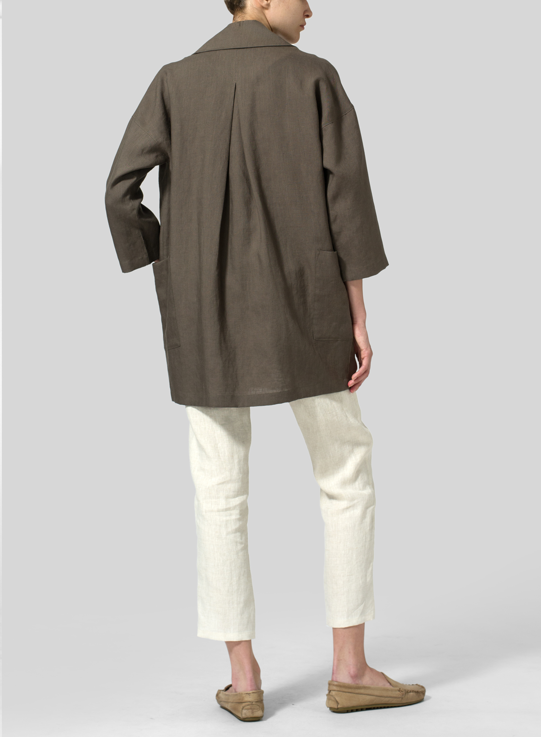 Linen Double Breasted Jacket Plus Size