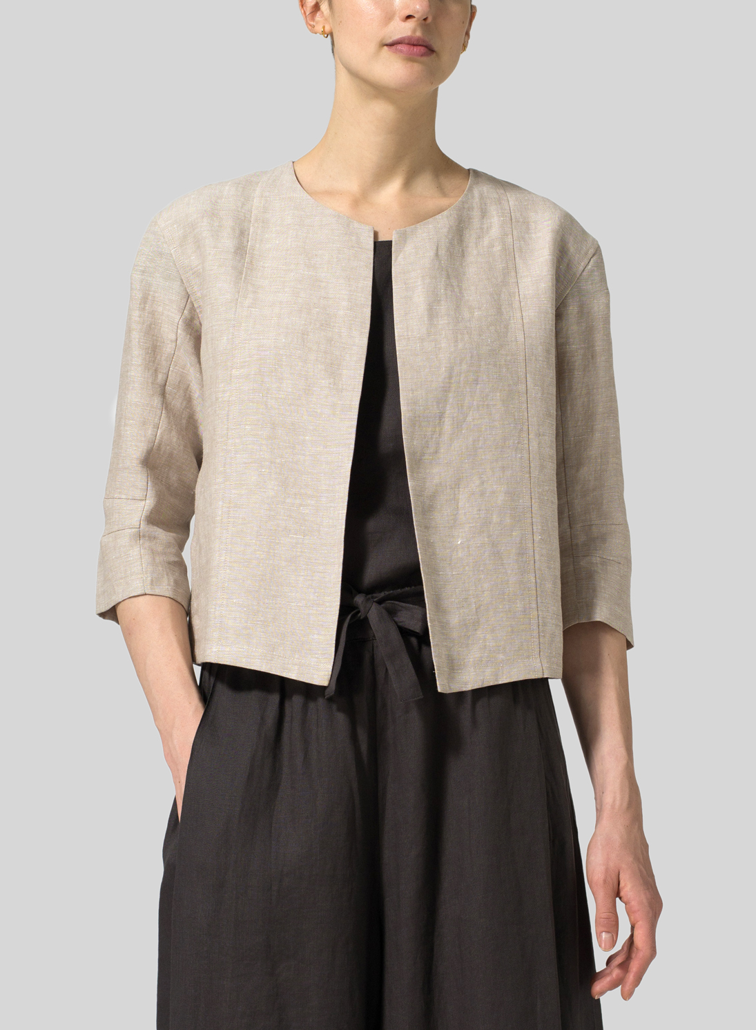 Linen Open Front Jacket
