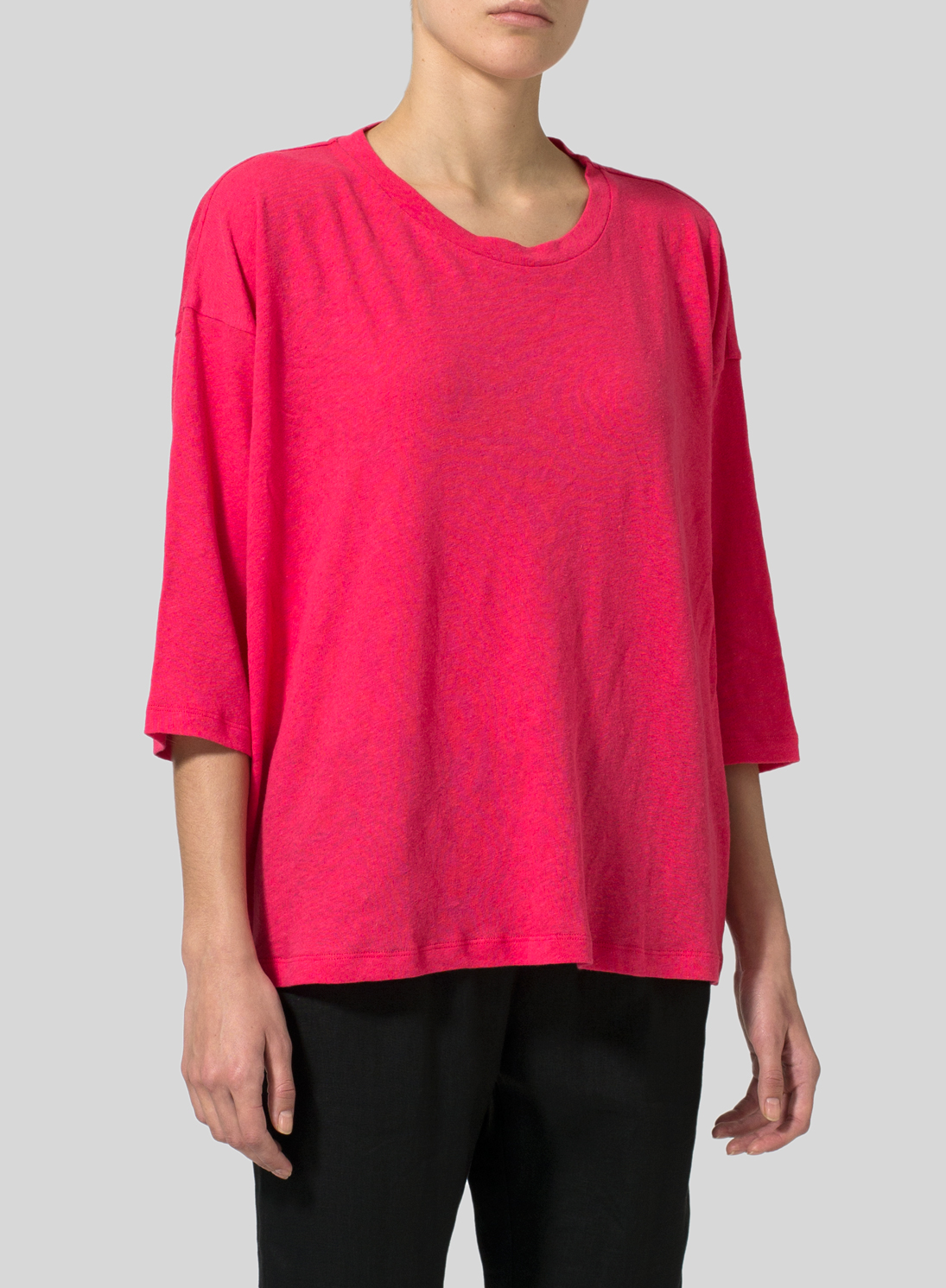 Linen Cotton Knit Top Plus Size