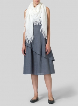 White Linen Square Scarf