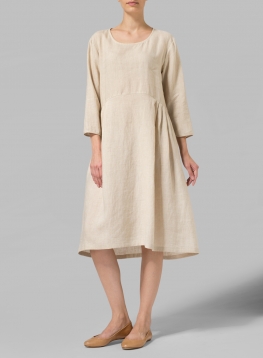 Linen Empire Waist Midi Dress
