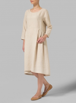 midi waist linen empire dress