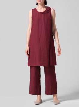 Linen Pleated A-Line Dress