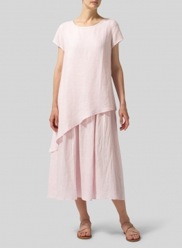 Linen Double Layers Flowy Long Dress