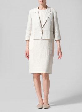 Linen Single Button Notch Lapel Blazer