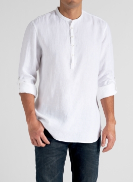 Linen Men Roll-Up Sleeve Shirt