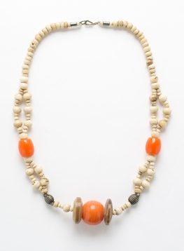 Lightweight Wooden Necklace With Orange Bead