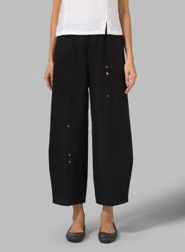 Linen Embroidered Crop Pants