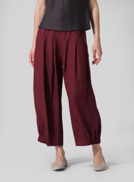 Linen Crumple Effect Harem Pants (Long)