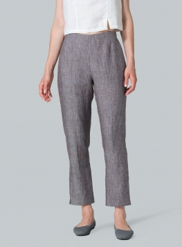 Linen Narrow Ankle Length Cropped Pants