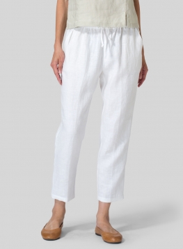 Linen Low Rise Narrow-Leg Cropped Pants