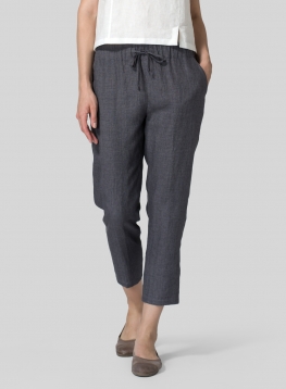 Linen Low Rise Narrow-Leg Cropped Pants