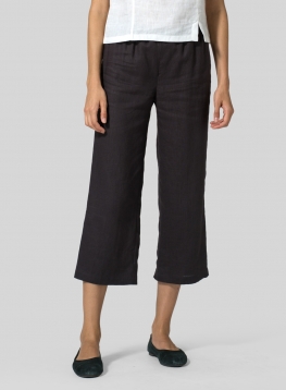 Linen Straight Leg Cropped Pants