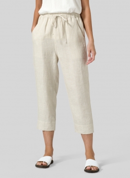 Linen Smooth-Waist Slim Cropped Pants