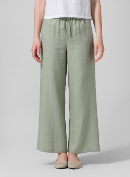 Linen Drawstring Long Pants