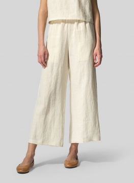 Linen Straight Leg Pull-On Pants