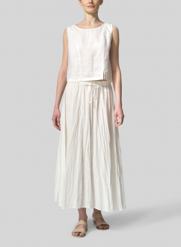 Linen Long Flared Skirt