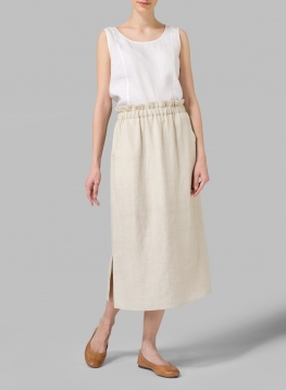 Linen Straight-Leg Skirt