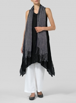 Yarn-Dyed Navy Black Scarf