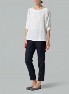 Linen Pleated Sleeve Top