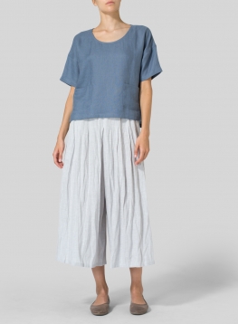 Linen Half Sleeve Top