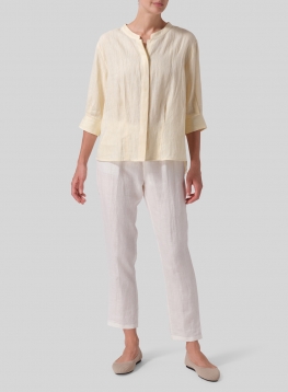 Linen Back Keyhole Blouse